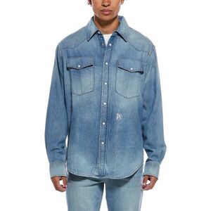 Palm Angels Mens  Denim Shirt, Blue